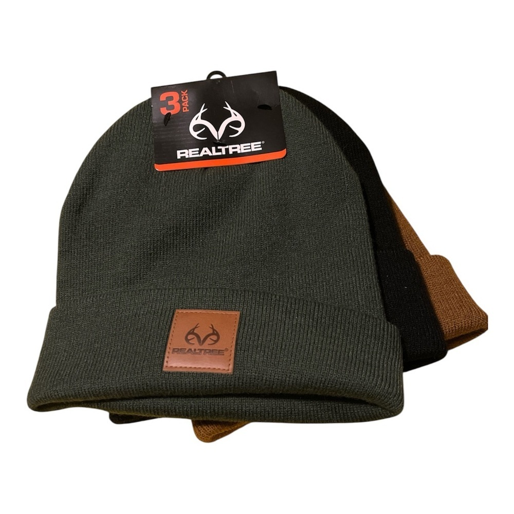 REALTREE 3 pack Mens Hats, NWT, Hunter Green/Black/Brown